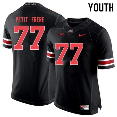 NCAA Ohio State Buckeyes Youth #77 Nicholas Petit-Frere Black Out Nike Football College Jersey FOM7245NQ